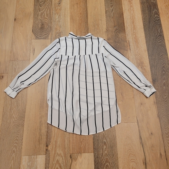 Daniel Rainn DR2 Striped Tie Front Blouse Long Sleeve Button Down Casual Top M - Picture 4 of 8